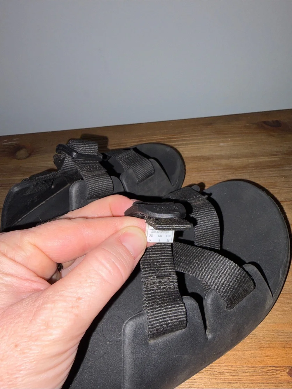 Black Slide Sandals with Adjustable Straps Kids Size 5